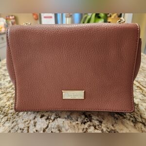 Kate Spade Avva Purse, Mauve, Dusty Rose, Pink Fold Over Crossbody Bag Chain EUC